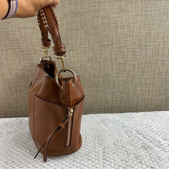 Steve Madden Boho Studded Strap Small Hobo Cognac With Gold Accented Handle - Picture 7 of 12